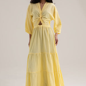 Yellow Wrap Summer Dress
