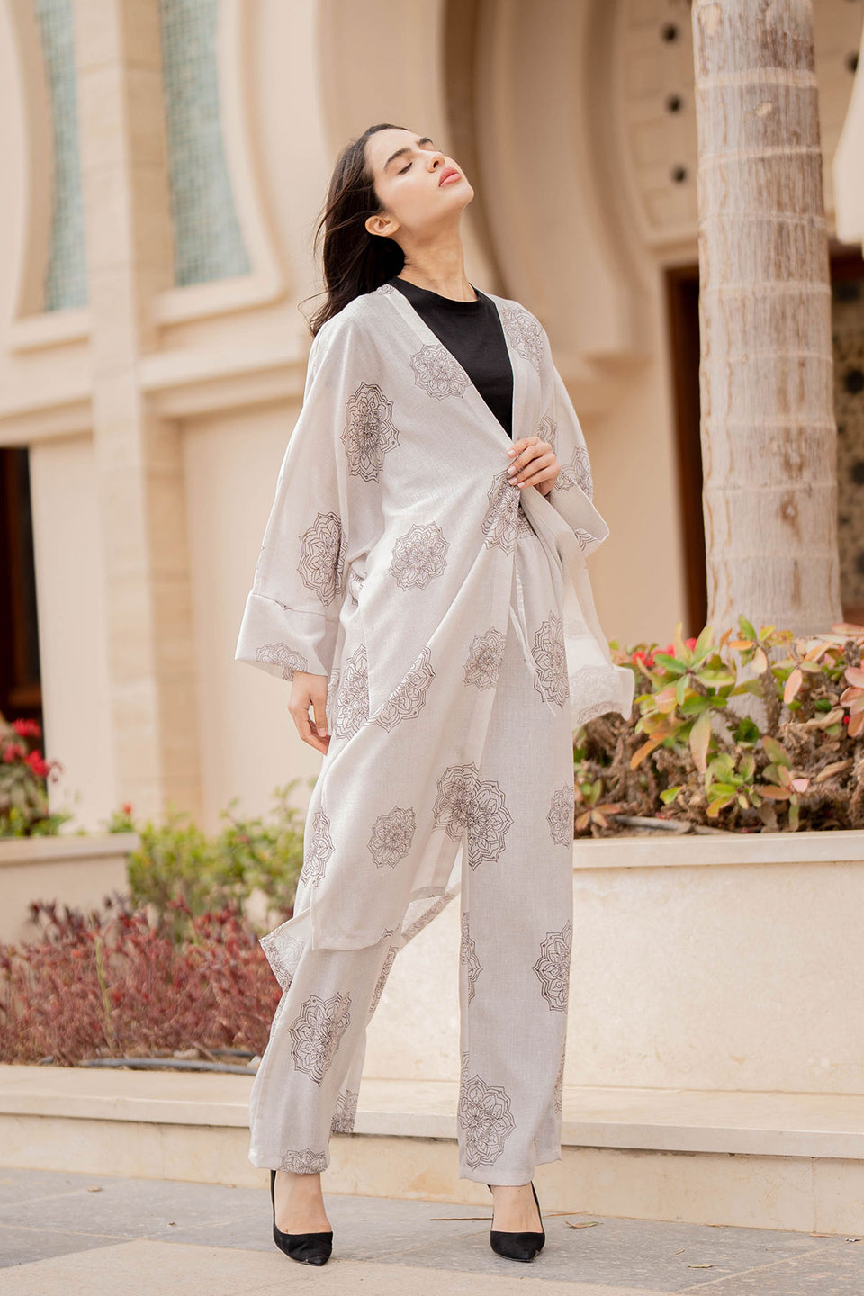 Brown Printed Modest Set
