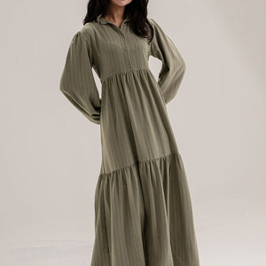 Olive Striped Long Dress