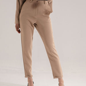 Beige Modern Fit Formal Pants
