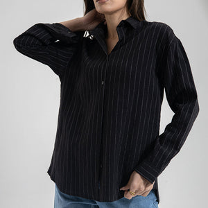 Black Striped Long Sleeves Shirt