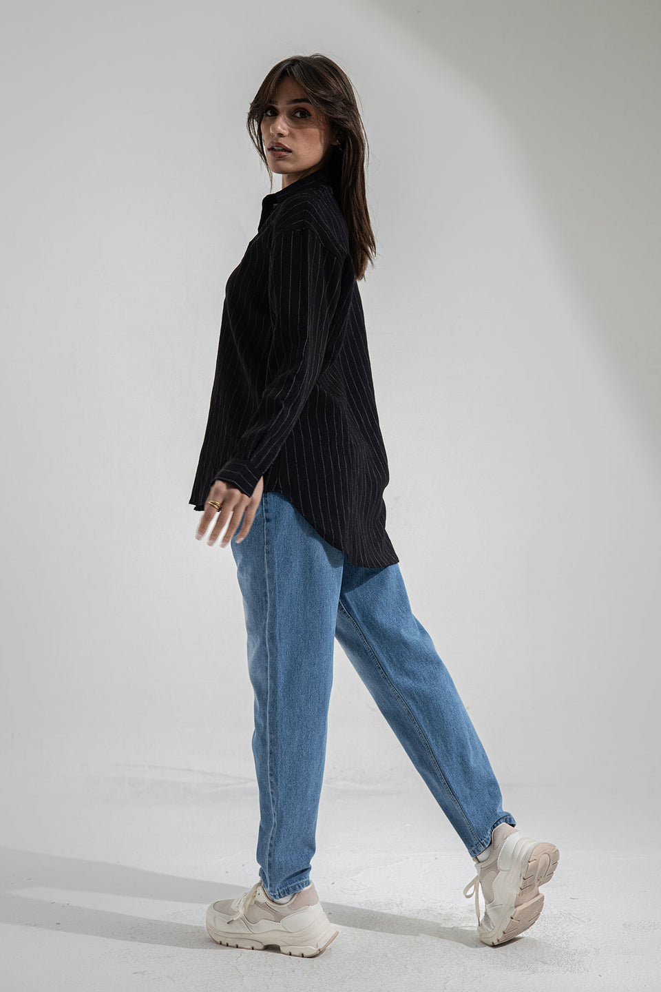 Black Striped Long Sleeves Shirt