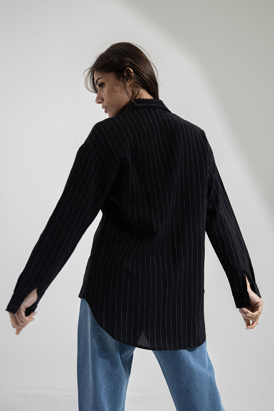Black Striped Long Sleeves Shirt