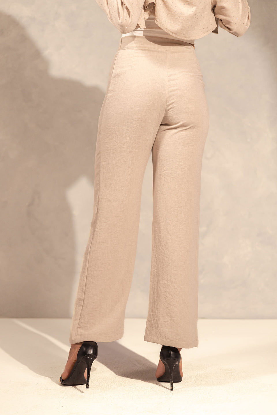 Beige Glitter Summer Pants