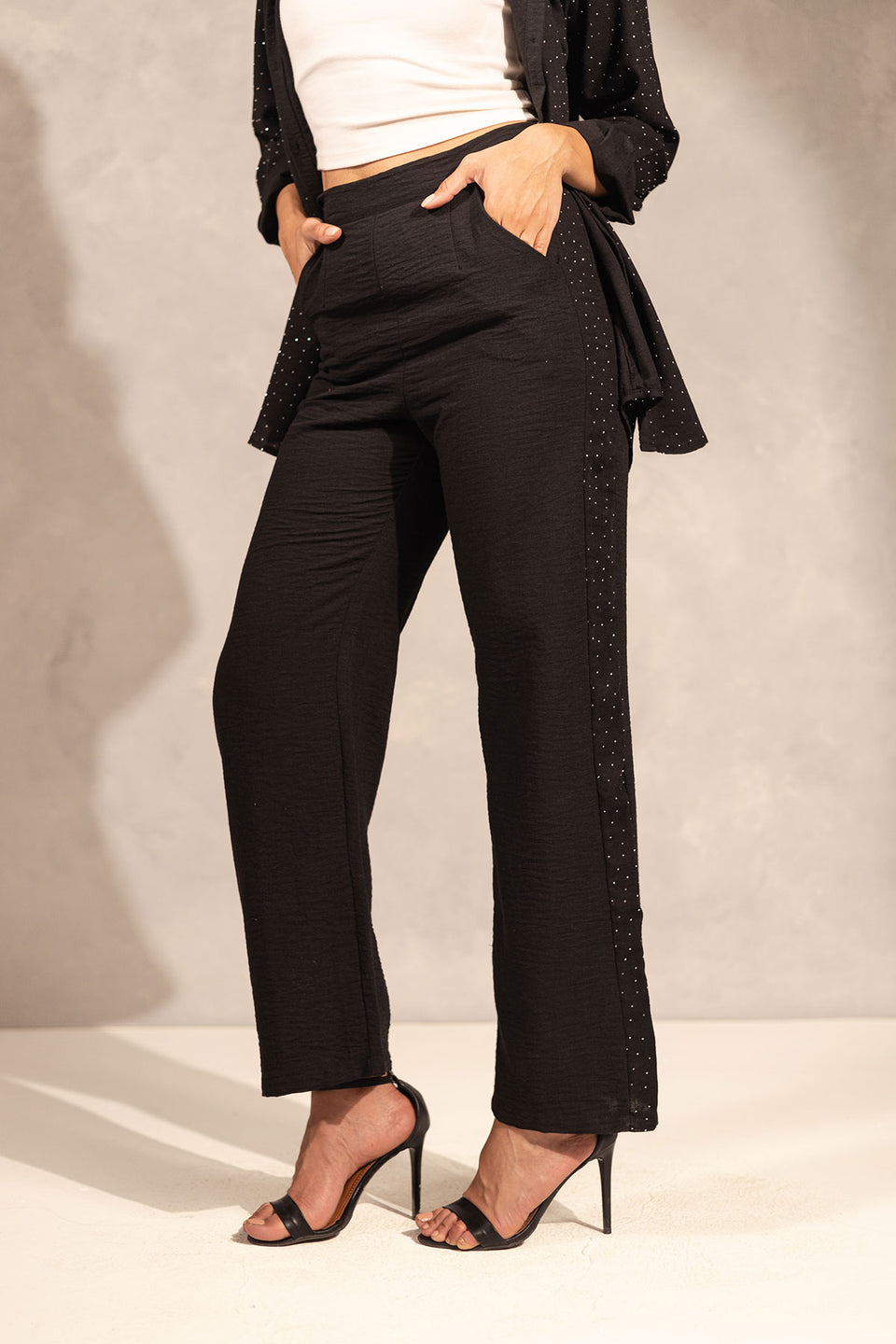 Black Glitter Summer Pants