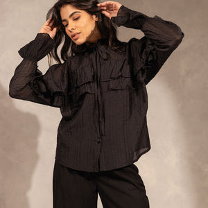 Black Ruffles Blouse
