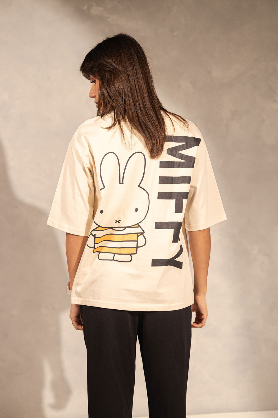 Beige Printed Oversize T-shirt