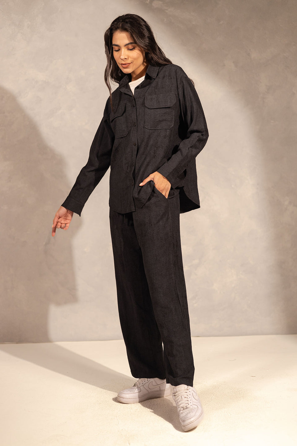 Black Summer Shades Linen Set