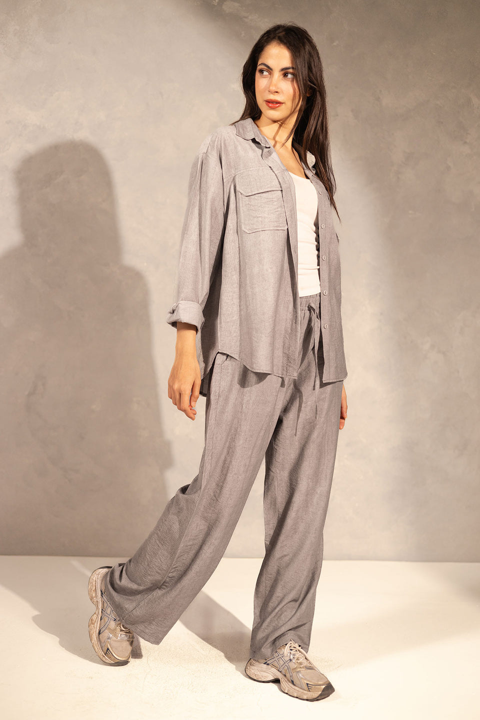 Grey Summer Shades Linen Set