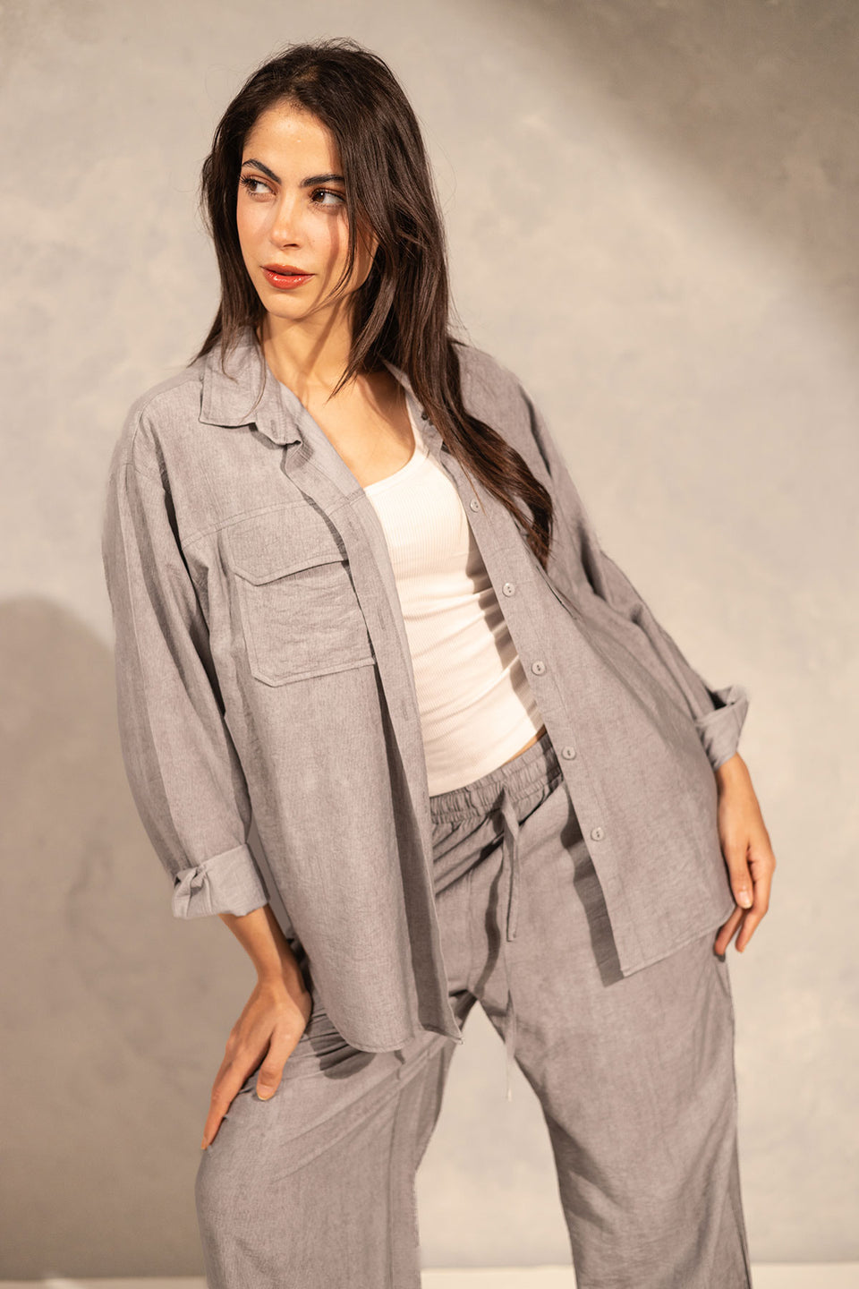 Grey Summer Shades Linen Set