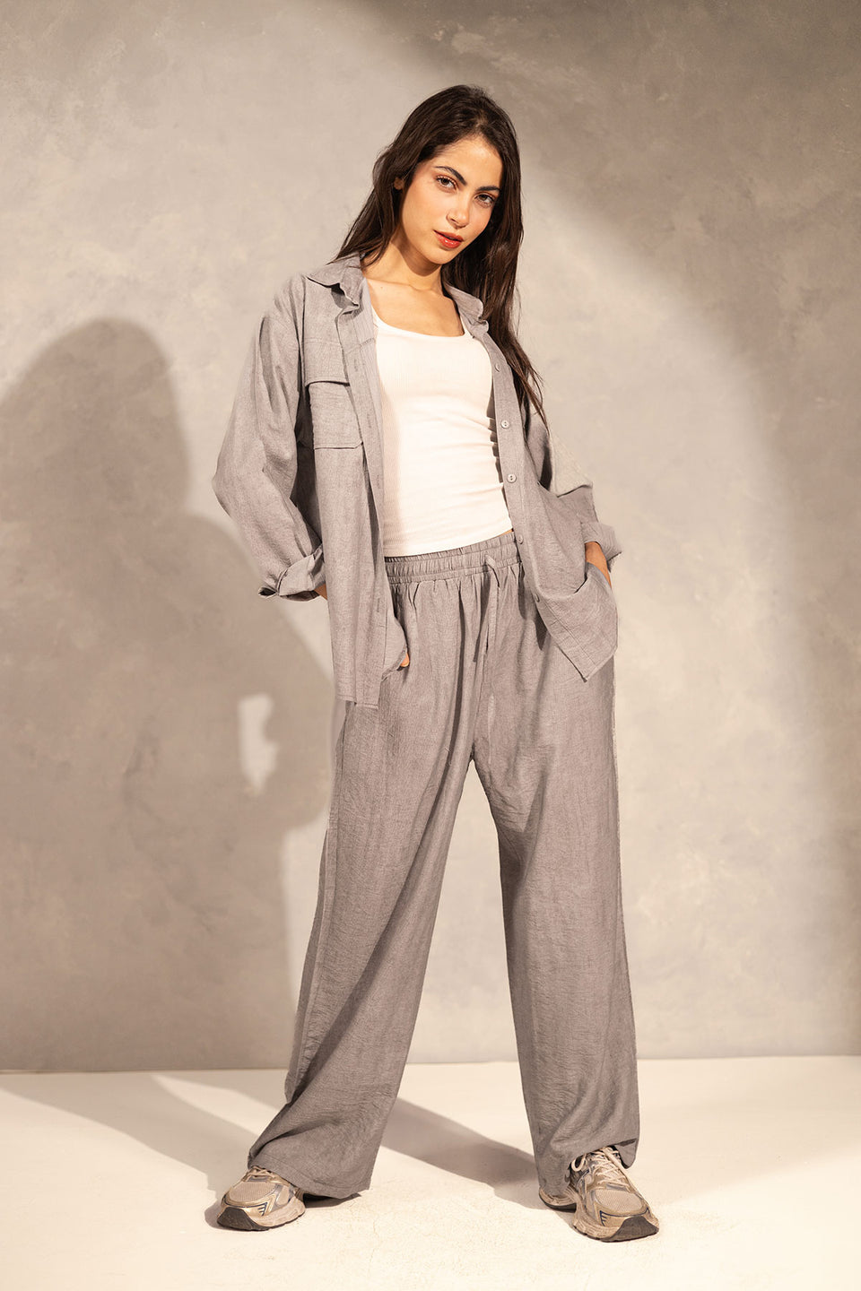 Grey Summer Shades Linen Set