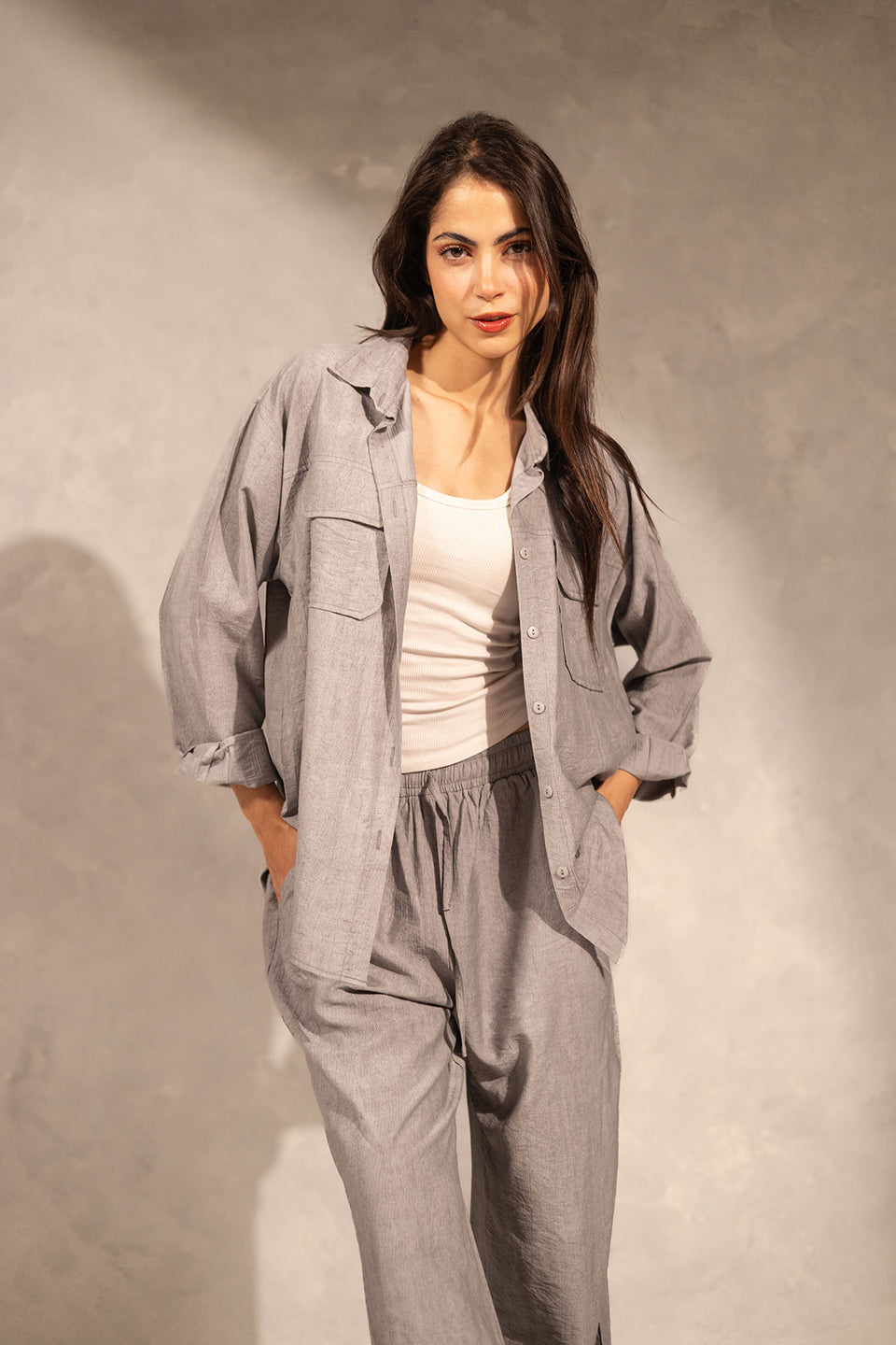 Grey Summer Shades Linen Set