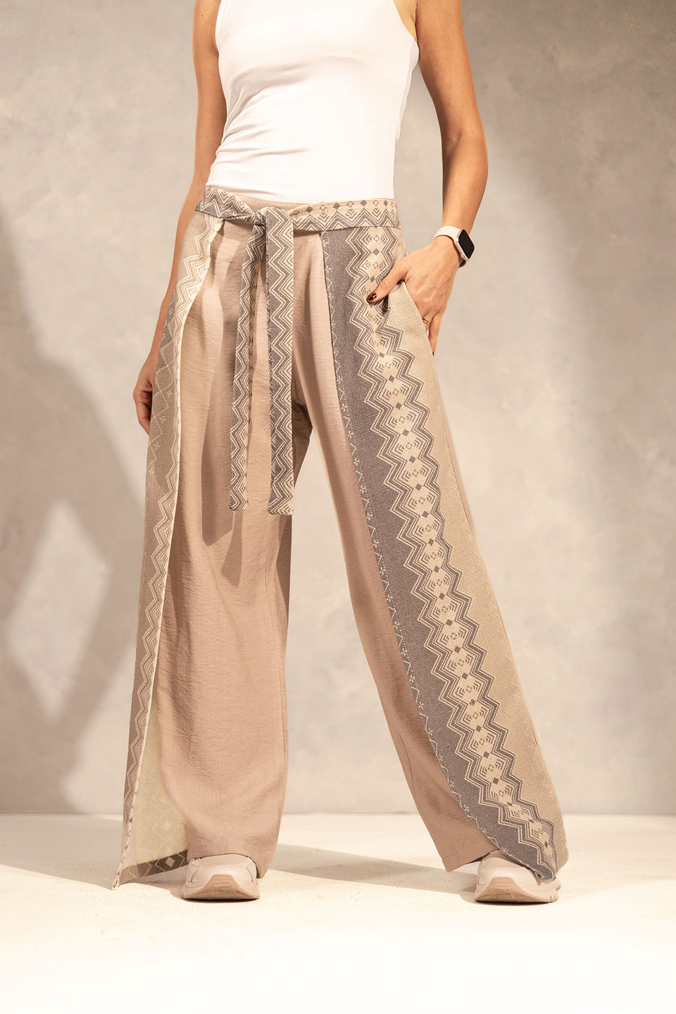 BeigeTwo Side Summer Flared Pants