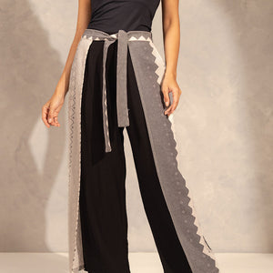 BlackTwo Side Summer Flared Pants