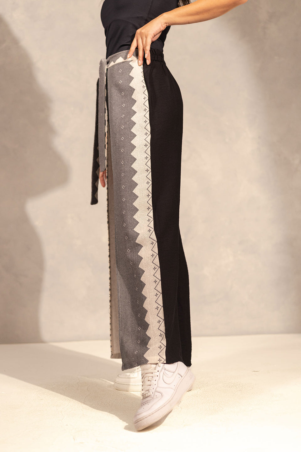 BlackTwo Side Summer Flared Pants
