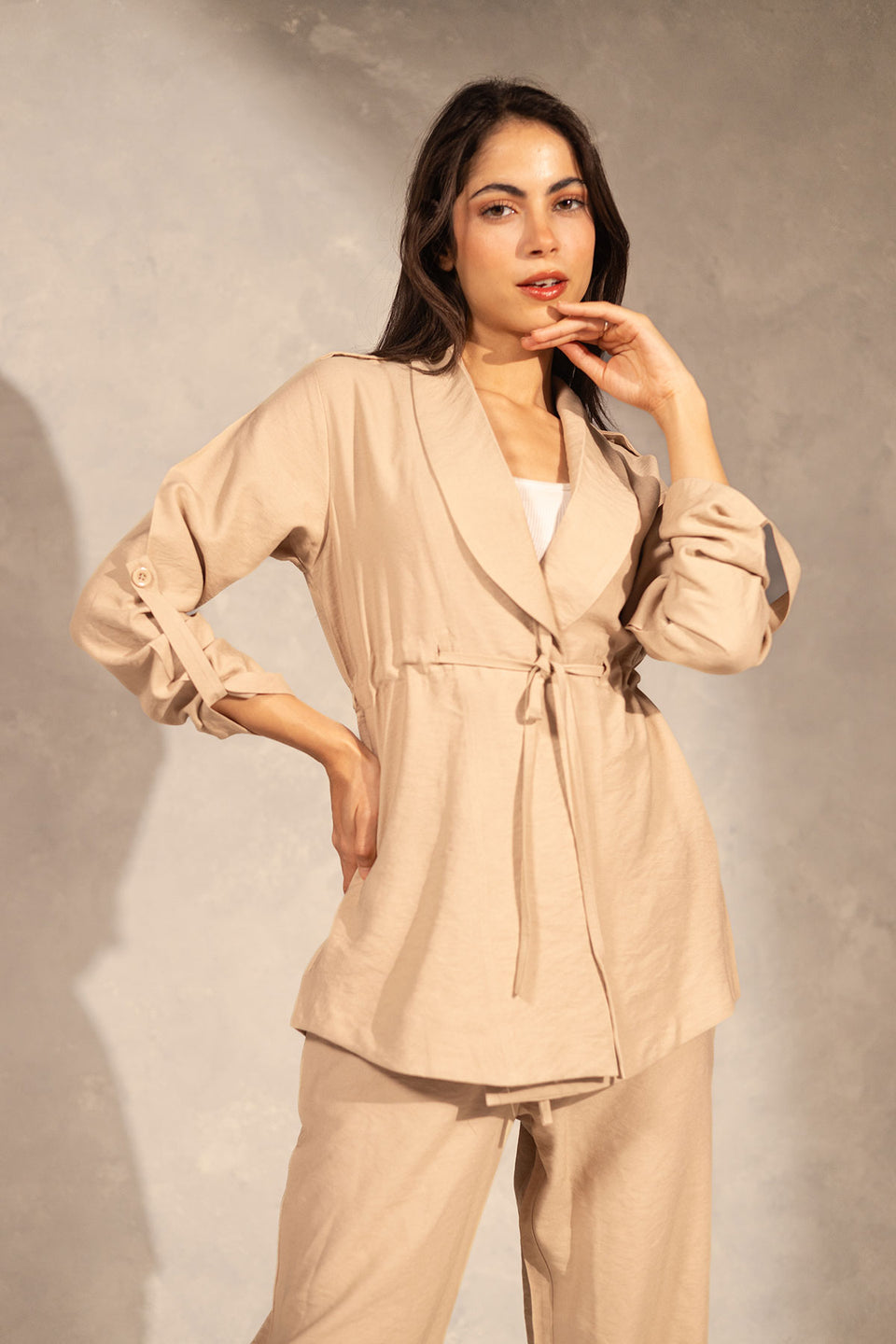 Beige Chic Tied Summer Set