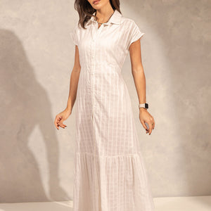 White Checkers Sleevless Summer Dress