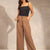 Brown Wide Leg Tied Pants
