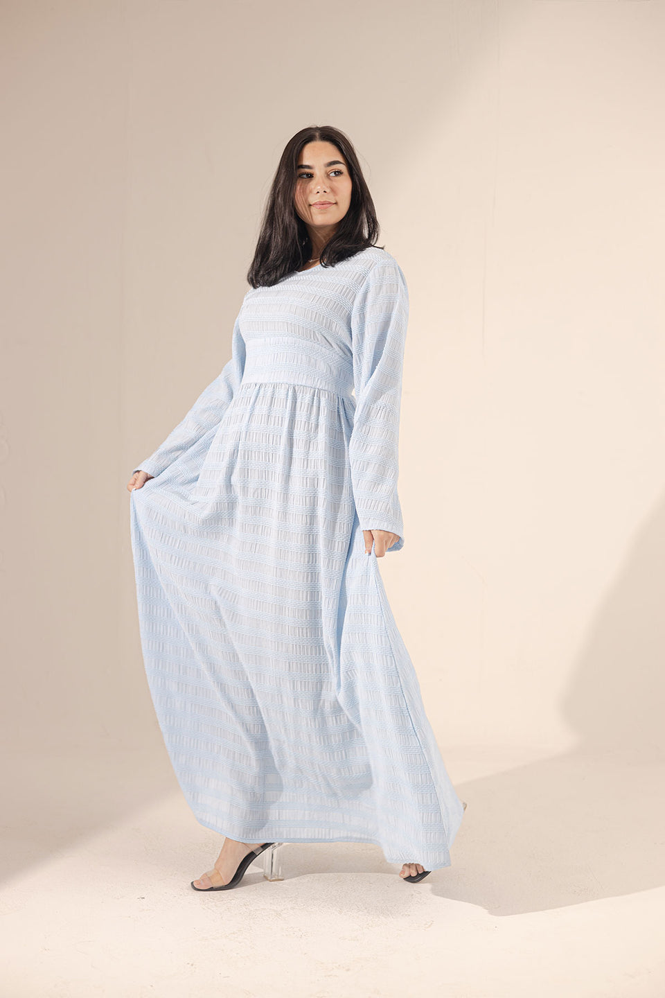 Blue Puffy Sleevees Dress