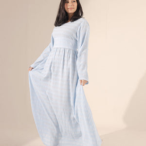 Blue Puffy Sleevees Dress
