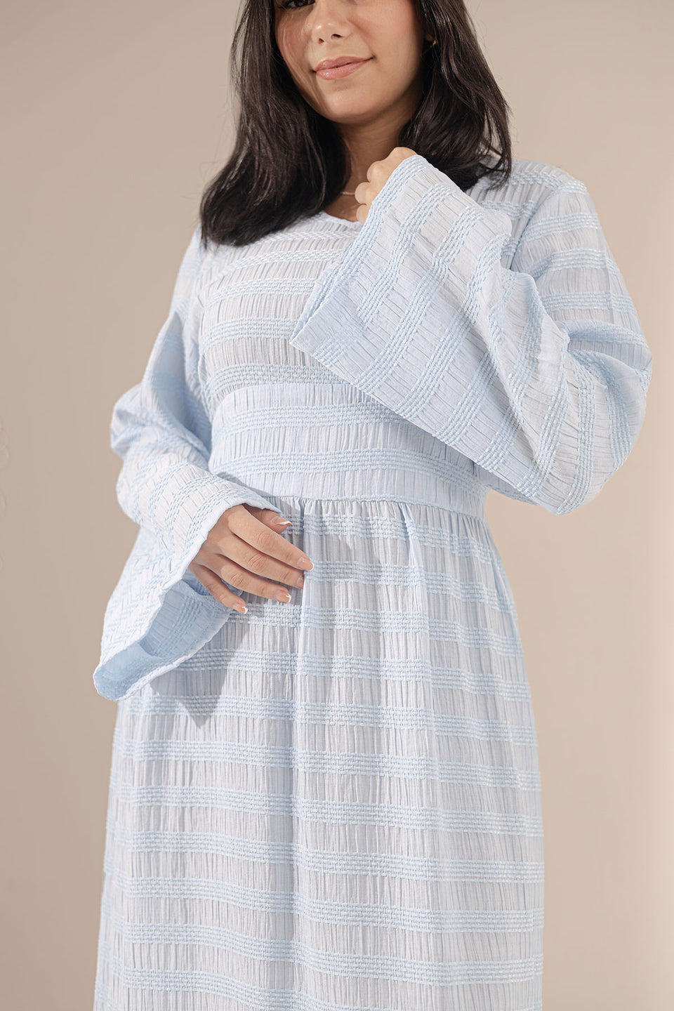 Blue Puffy Sleevees Dress