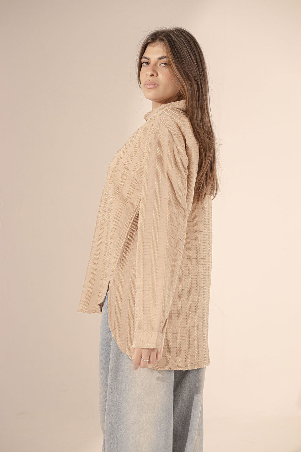 Beige Patterned Comfort Shirt