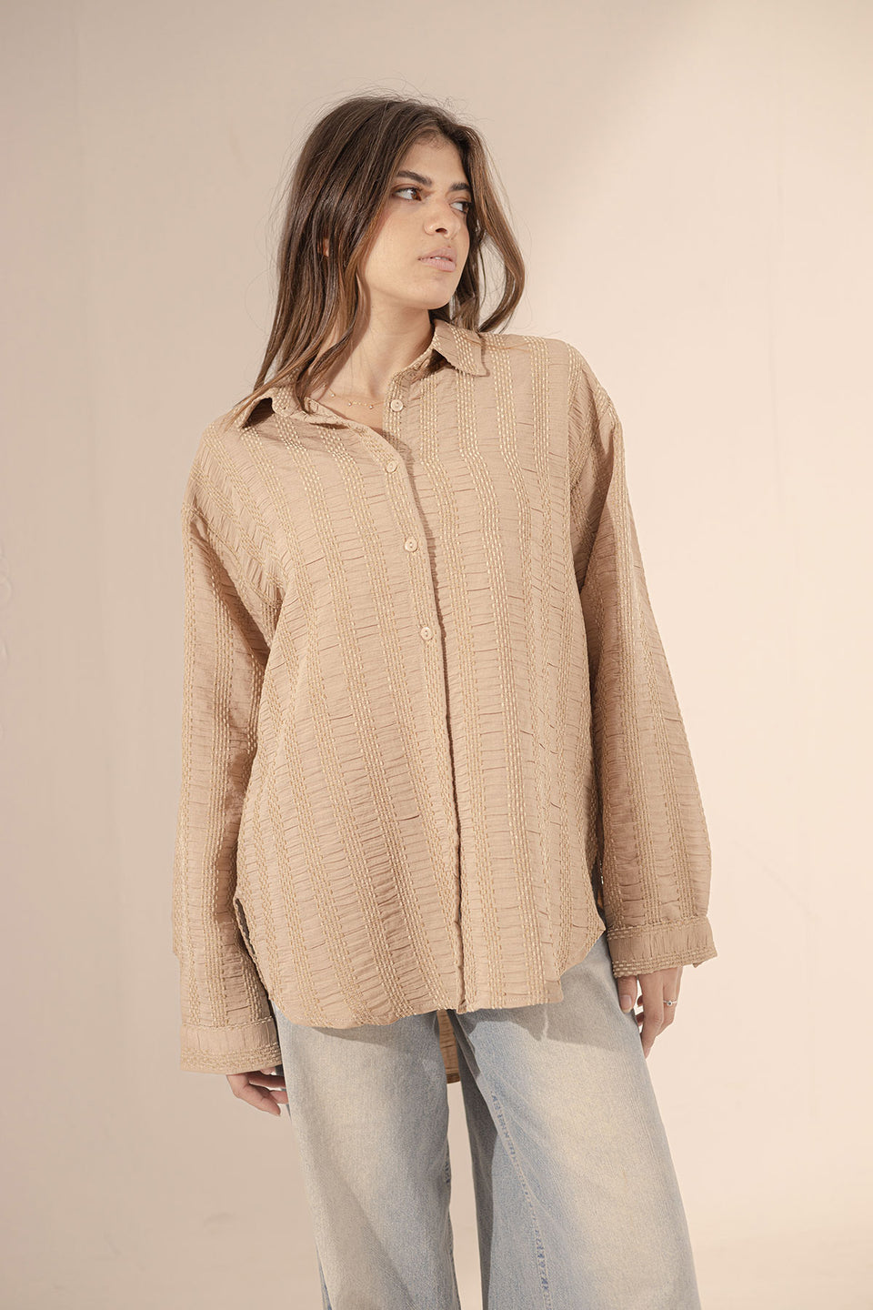 Beige Patterned Comfort Shirt