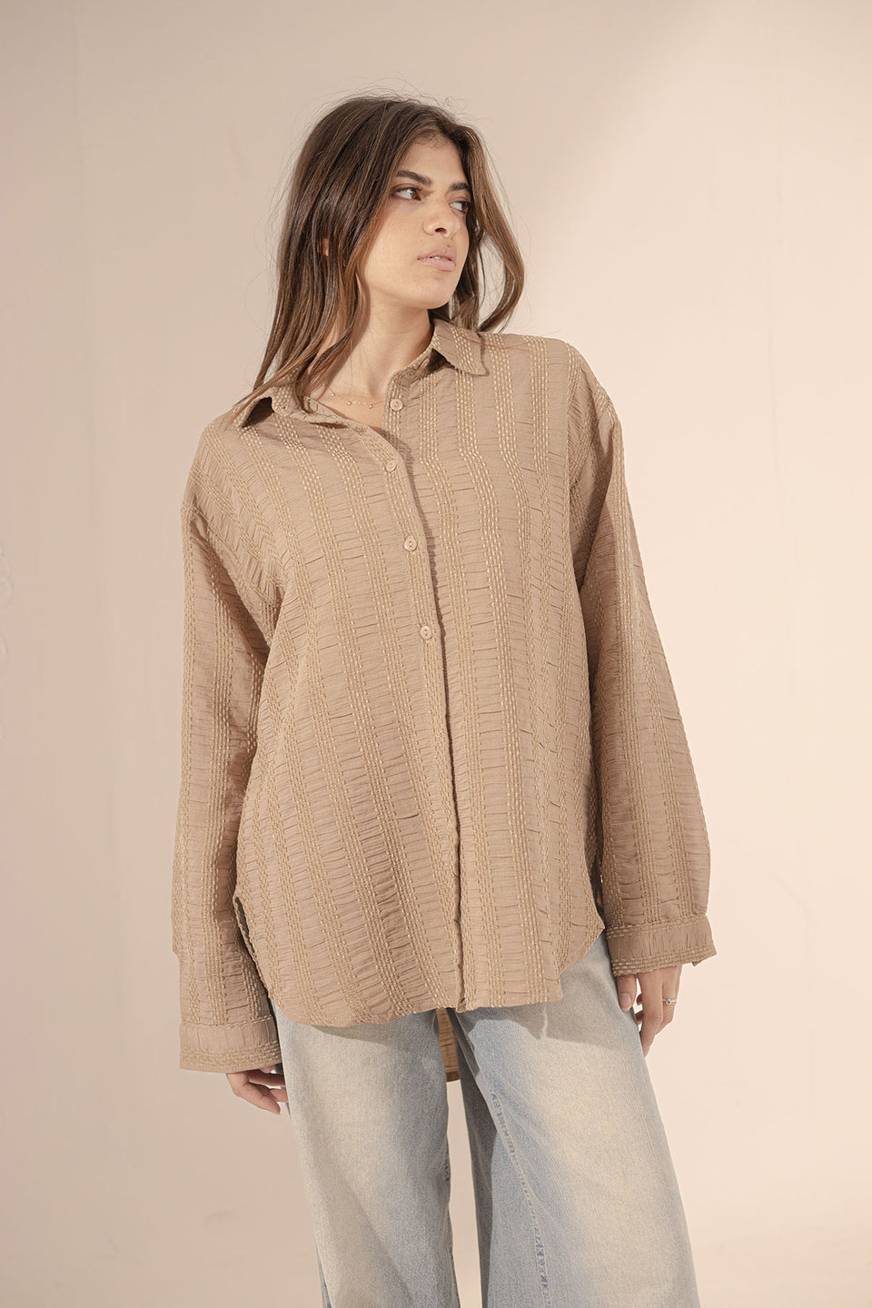 Coffe Patterned Comfort Shirt