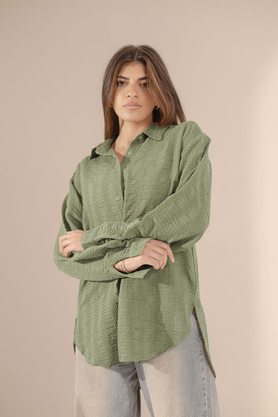 Olive Patterned Comfort Shirt