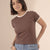 Brown Round Neck Basic