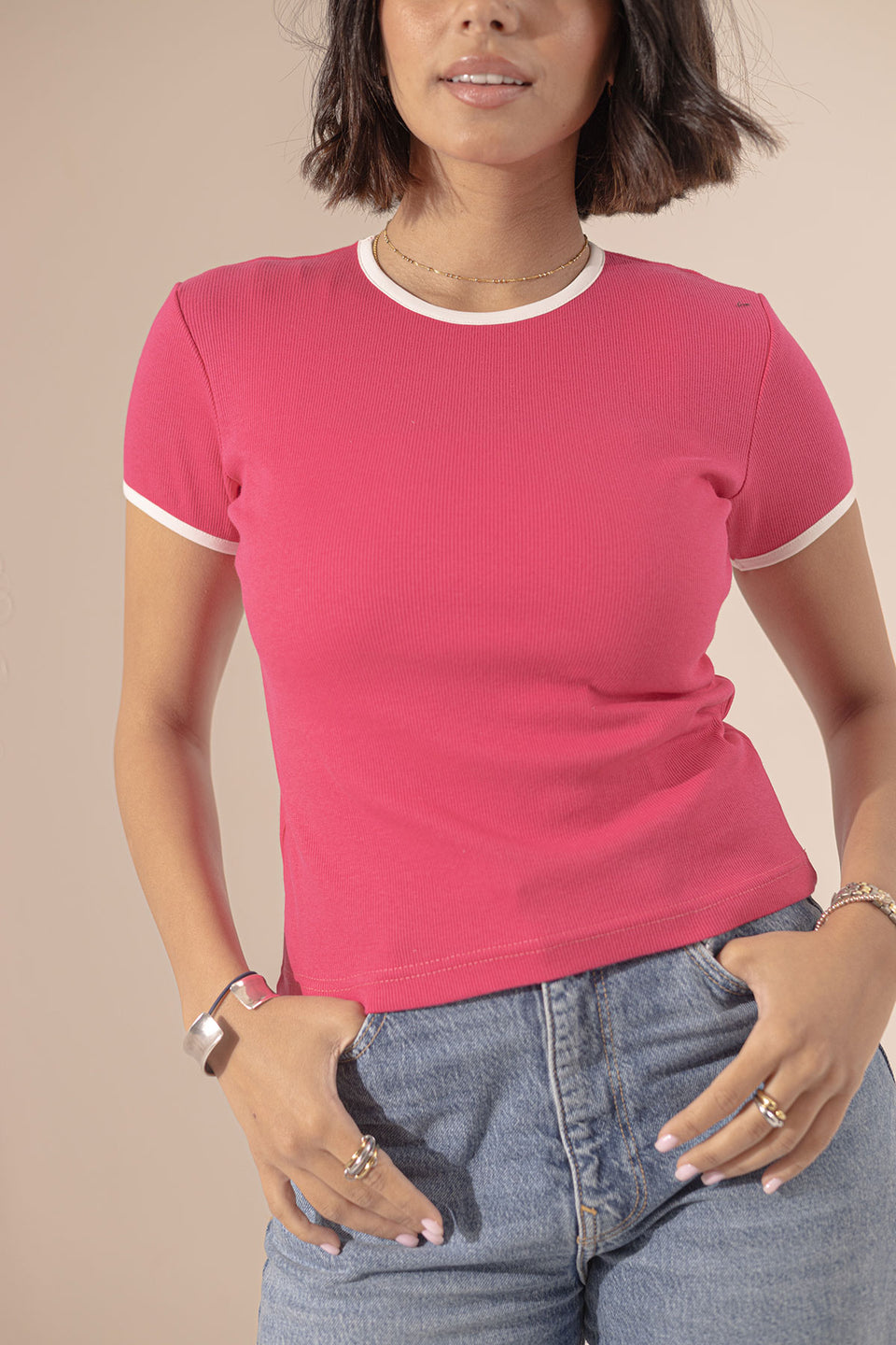 Pink Round Neck Basic