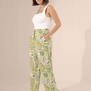 Green Printed Summer Pants