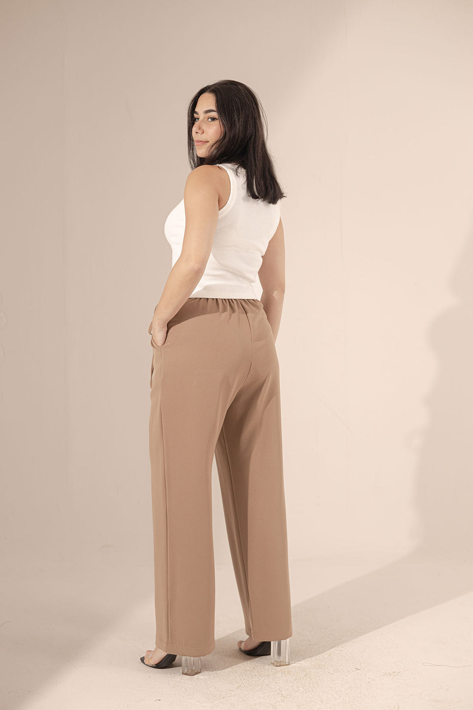 Coffe Tied Wide-Leg Pants