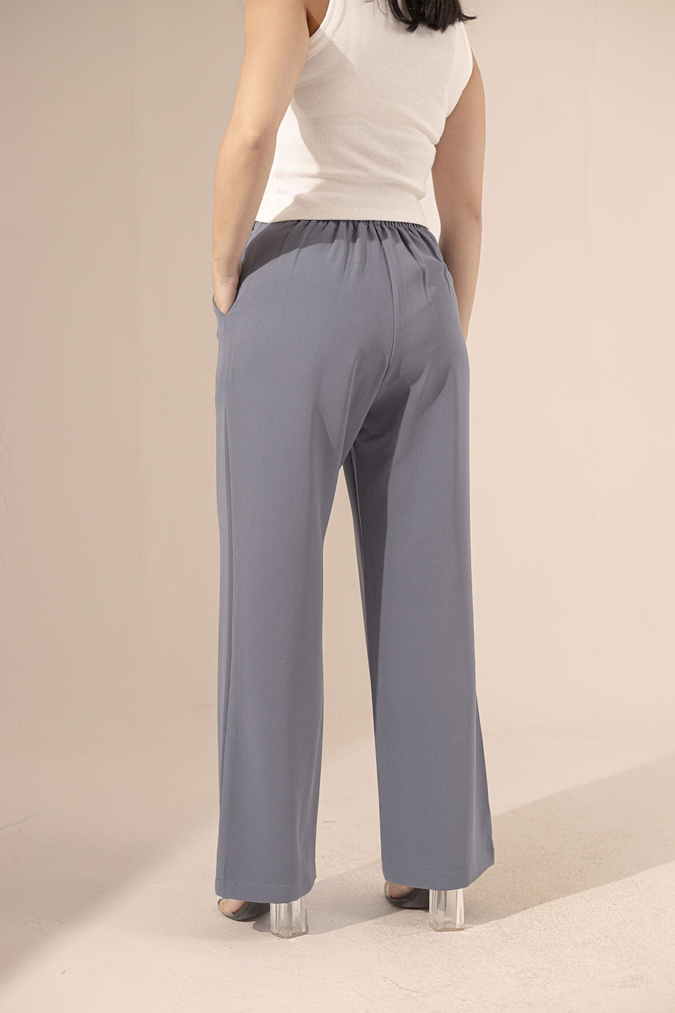 Navy Tied Wide-Leg Pants