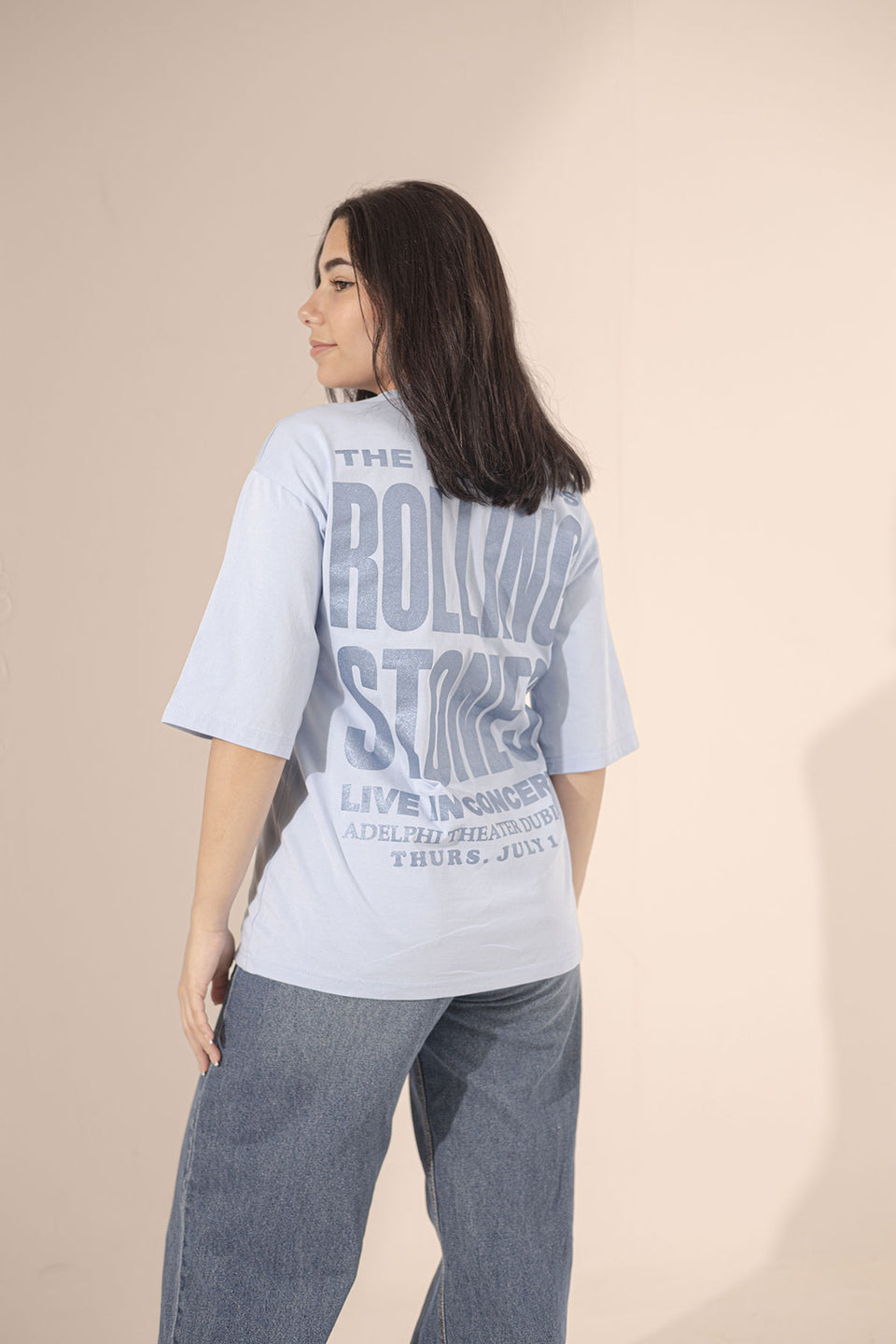 Blue Printed Oversize T-shirt