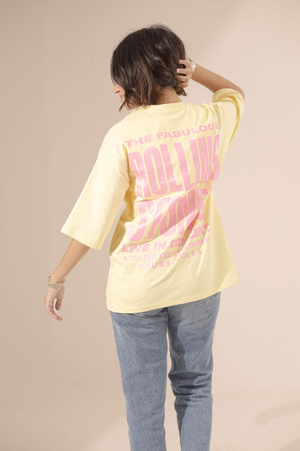 Yellow Printed Oversize T-shirt