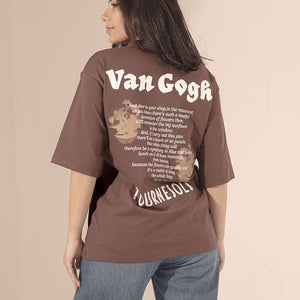 Brown Printed Oversize T-shirt