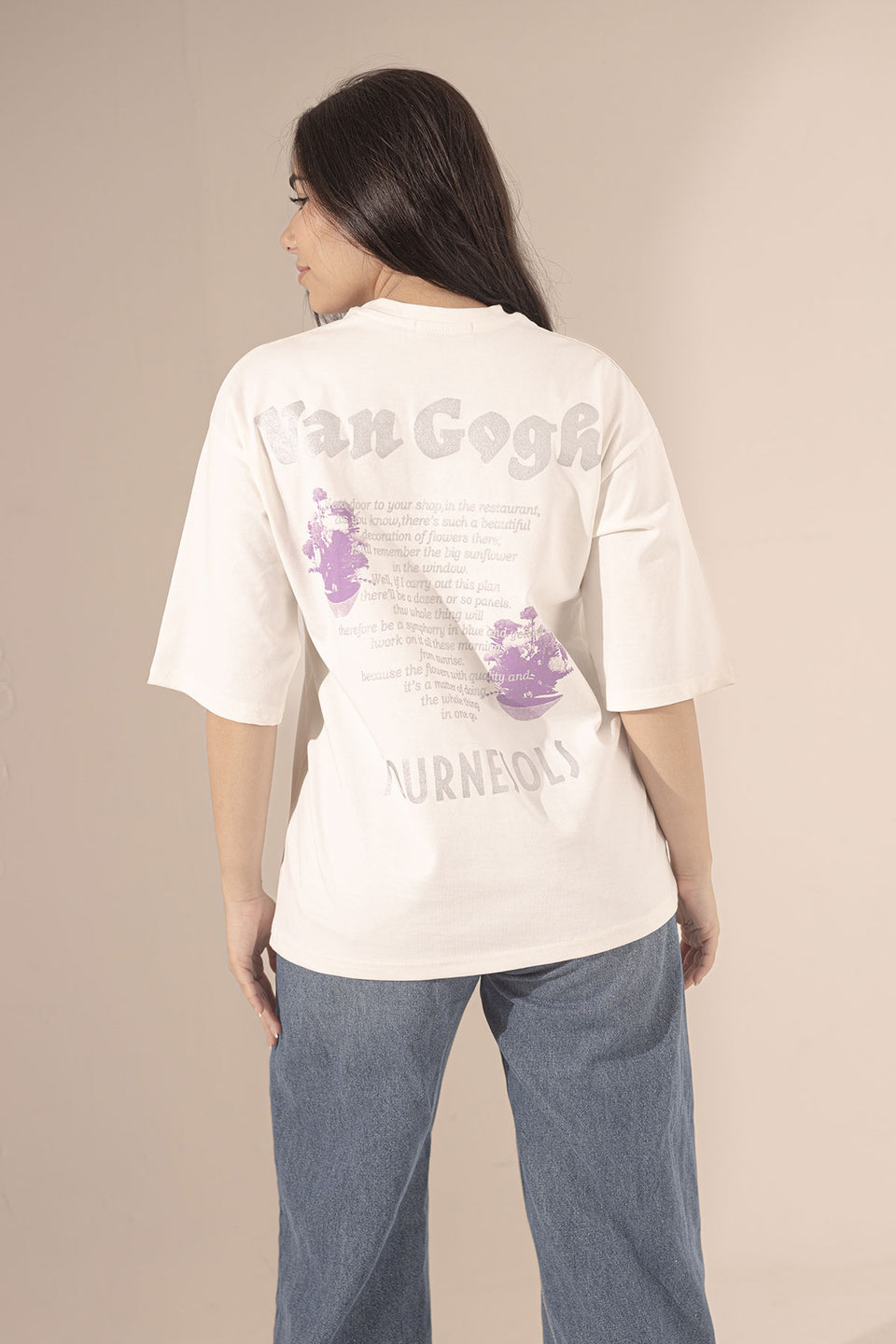 White Printed Oversize T-shirt