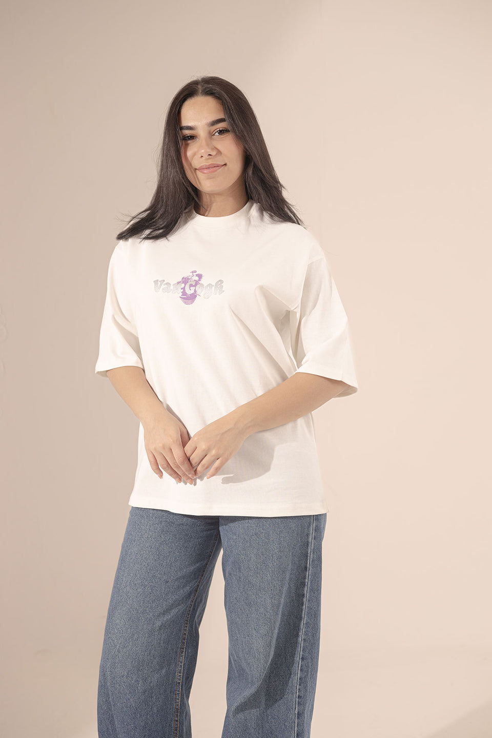 White Printed Oversize T-shirt
