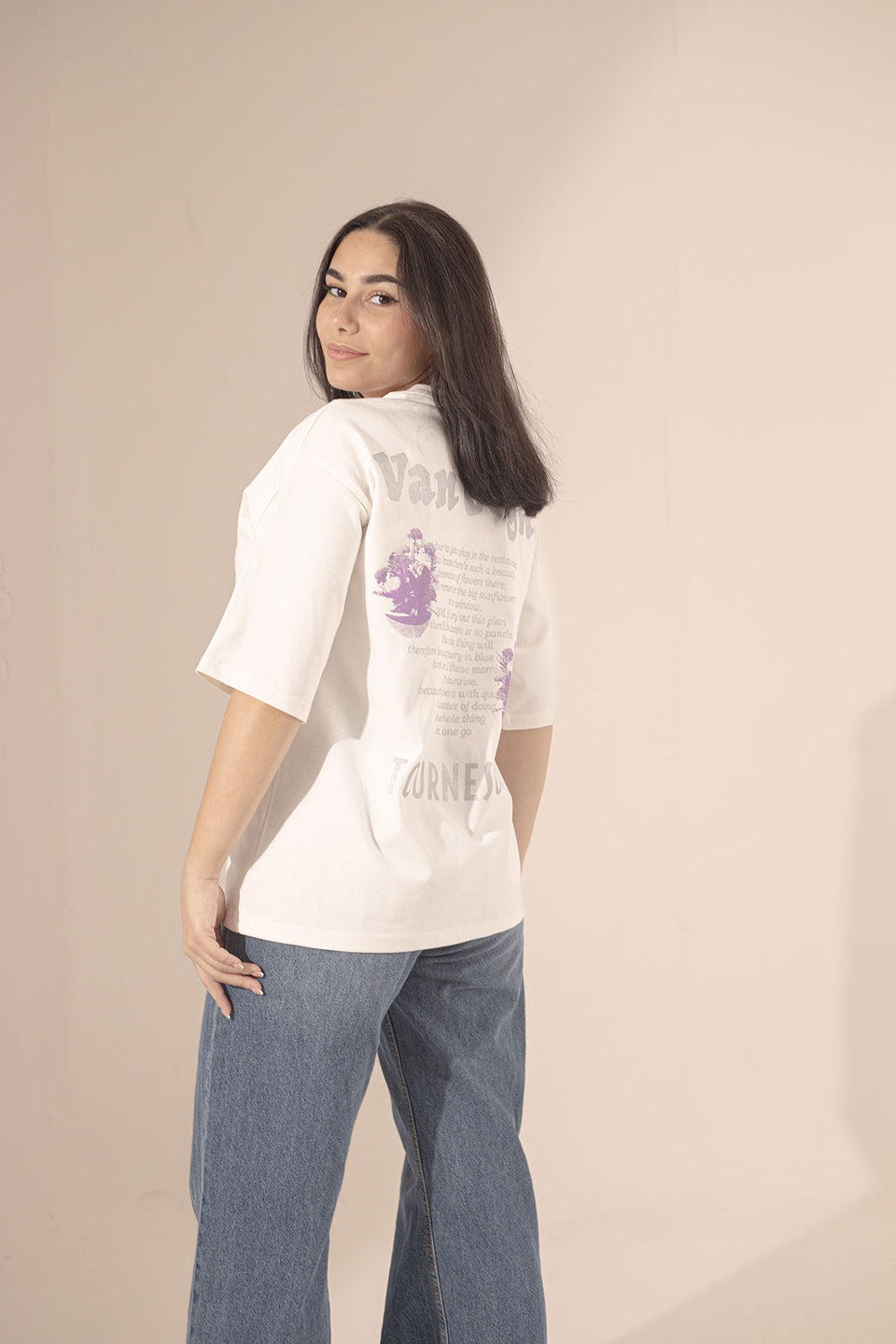 White Printed Oversize T-shirt