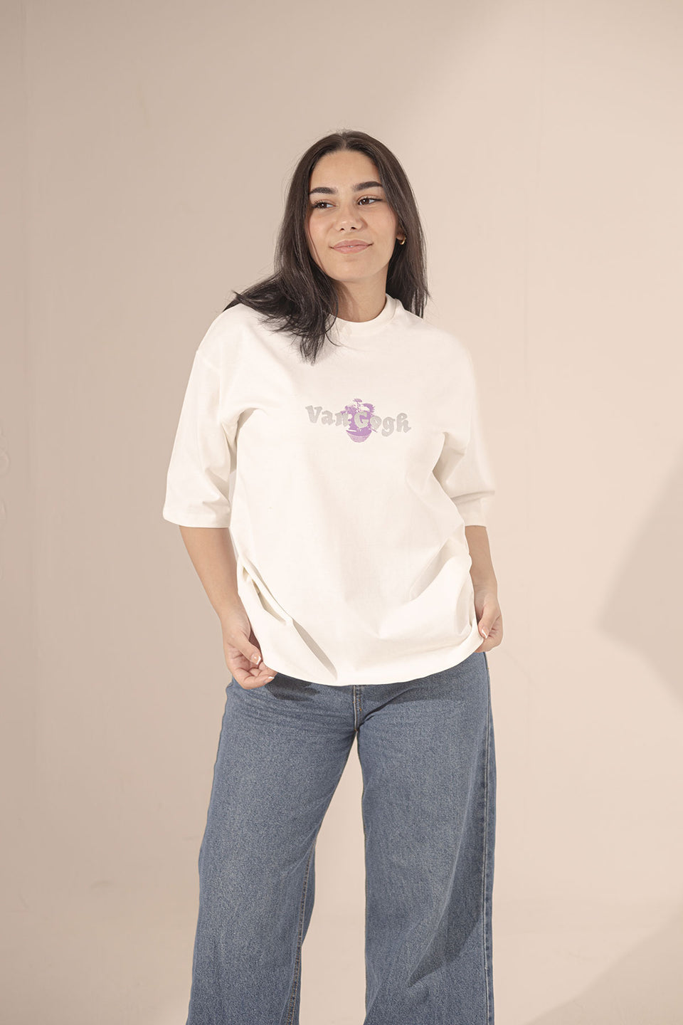White Printed Oversize T-shirt