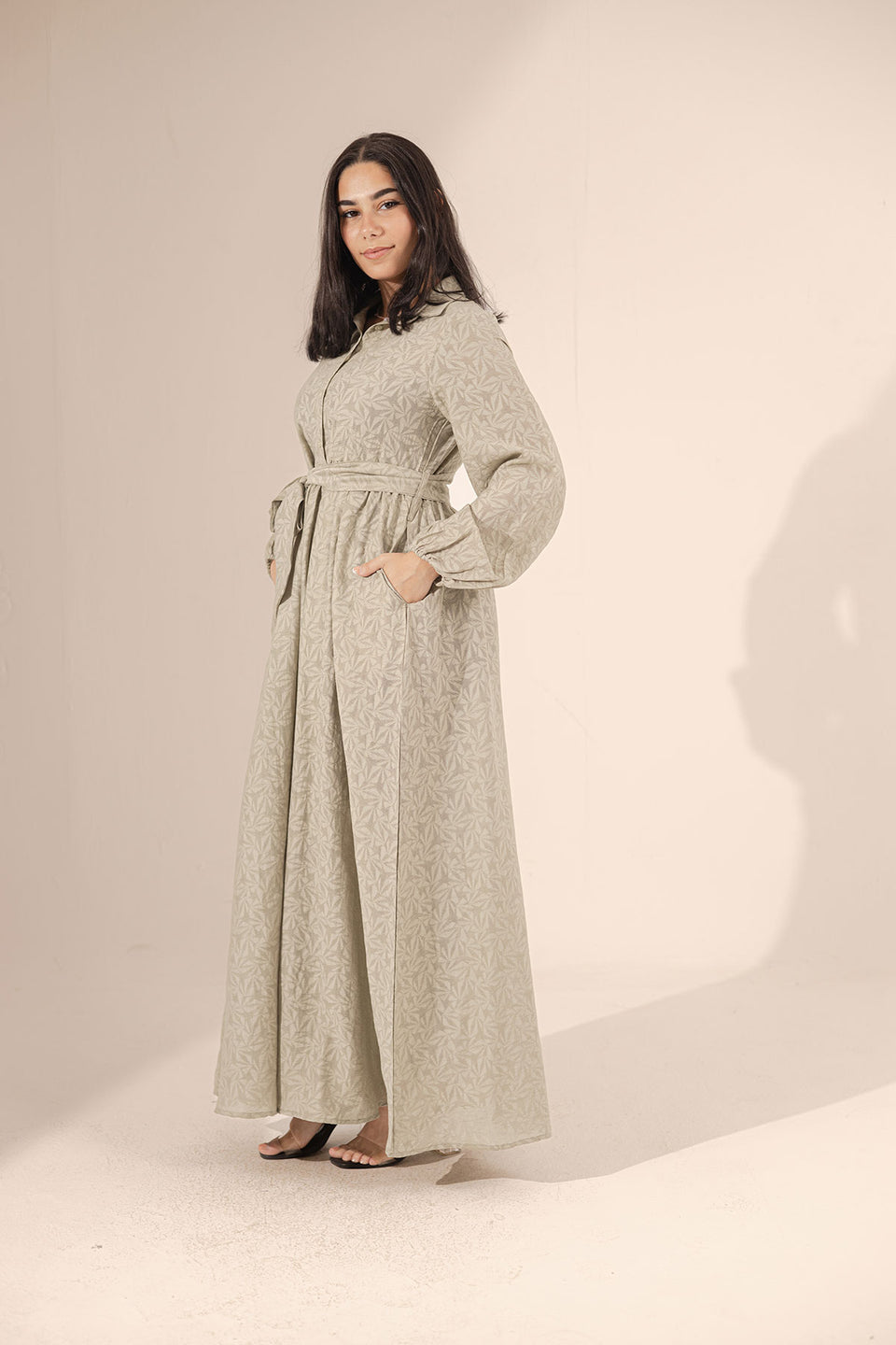 Olive Flory Patterned Dress