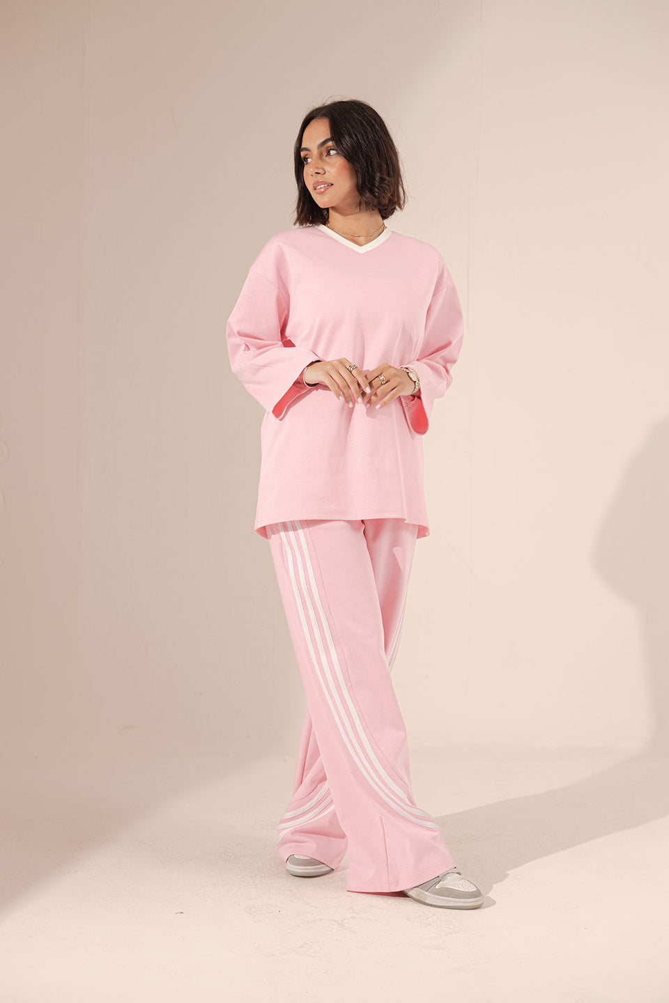 Pink Lines Cotton Set