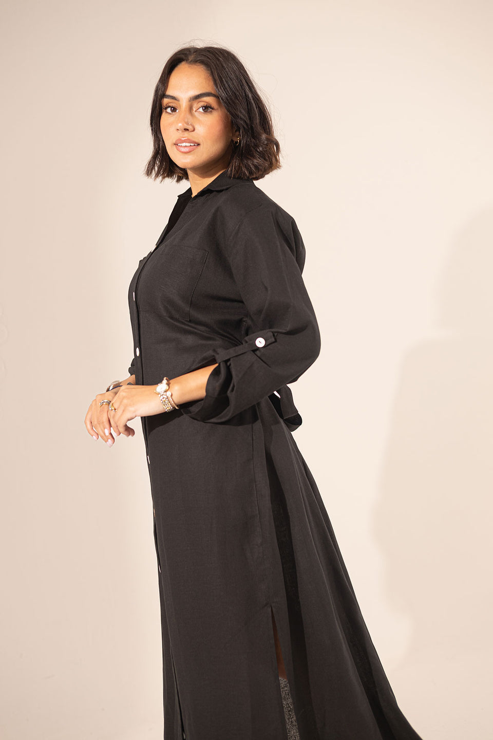 Black Summer Linen Dress