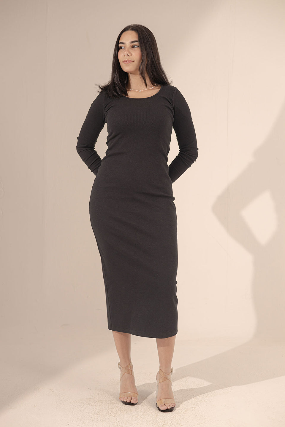 Black Rounded Basic Dress