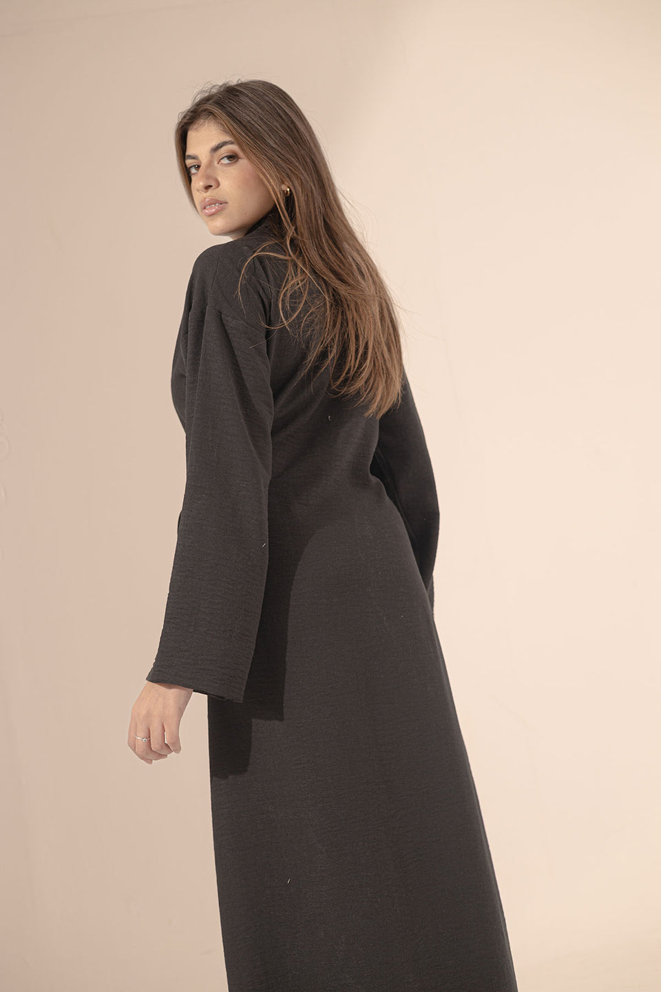 Black Wrap Linen Summer Dress