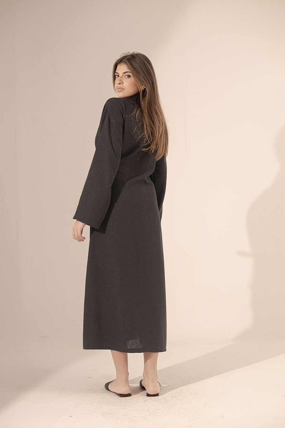 Black Wrap Linen Summer Dress