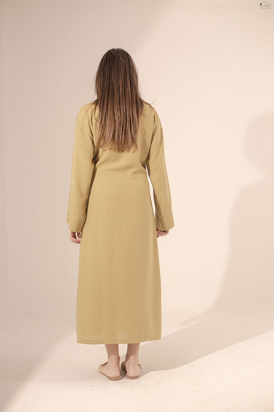 Olive Wrap Linen Summer Dress