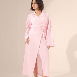 Pink Wrap Linen Summer Dress