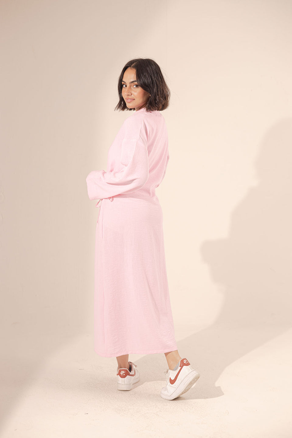 Pink Wrap Linen Summer Dress